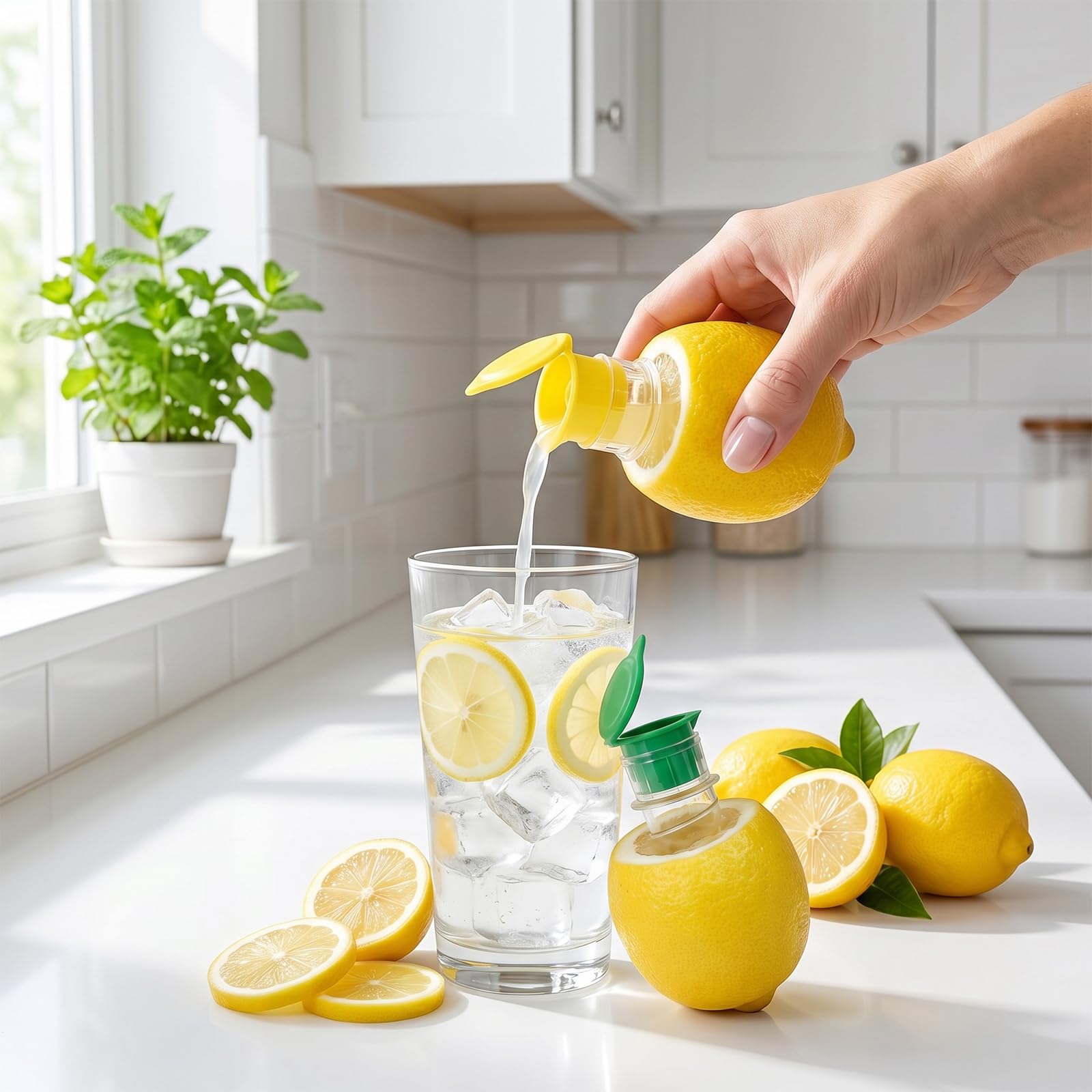 Exprimidor Limón Portátil Manual 2 Piezas, Pequeño Lemon Squeezer con Tapón de Rosca, Fácil de Limpiar para Cócteles