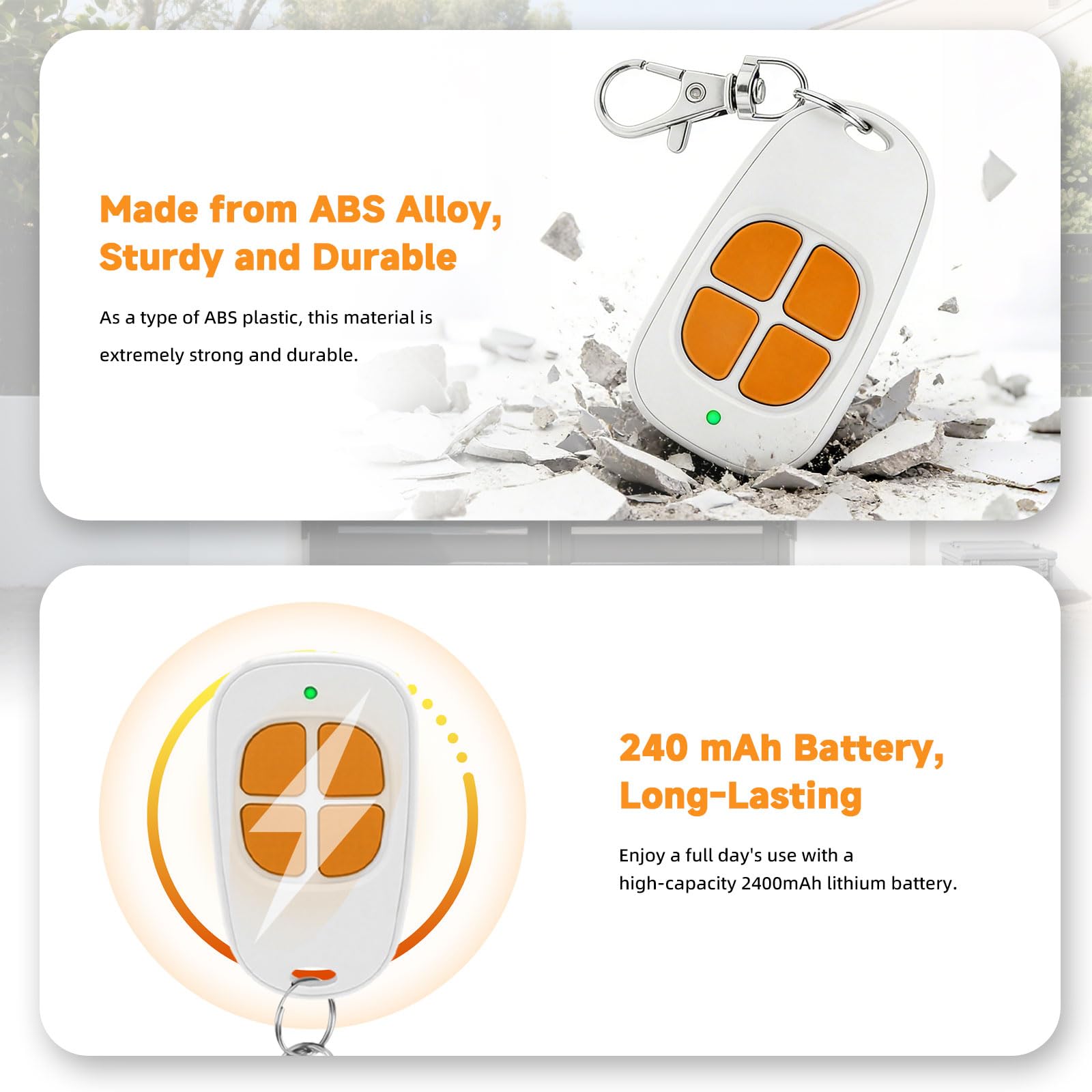Lot de 1 AAM0094 Télécommande SCS Sentinel, 433.92MHz Télécommande Portail Garage, Compatible SCS Motorisation Portail et Porte de Garage, 4 Canaux (Orange) (1PCS)