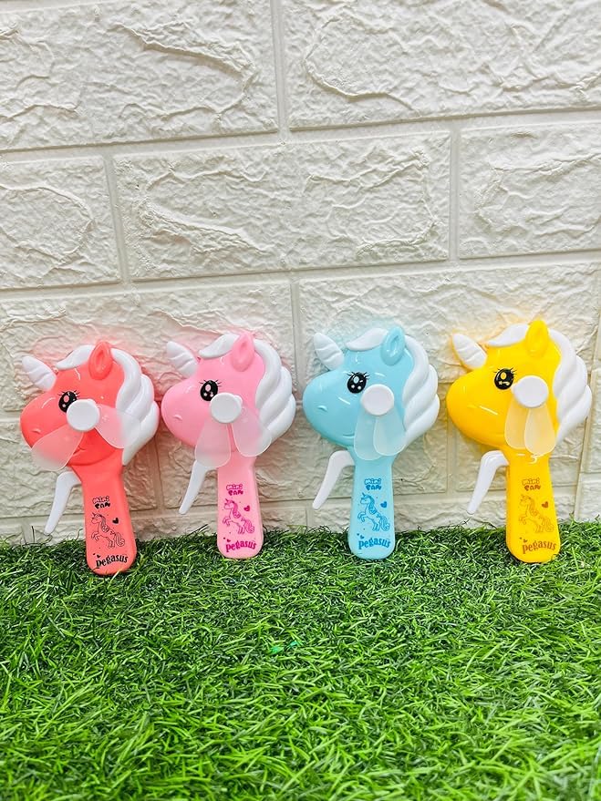 Economical Store91 Pcs1 Kids Cute Unicorn Manual Portable Hand Pressure Fan Press Cooling Fan for Children Small Pocket Fan Toy For Outdoor Travel Press Cooling Fan Toy No Battery or Charge Needes For
