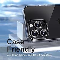 Vista 29 de Misea [3+1] for iPhone 14 Pro/iPhone 14 Pro Max Camera Lens Protector Bling, 9H Tempered Glass Camera Cover Screen Protector Metal Individual Ring