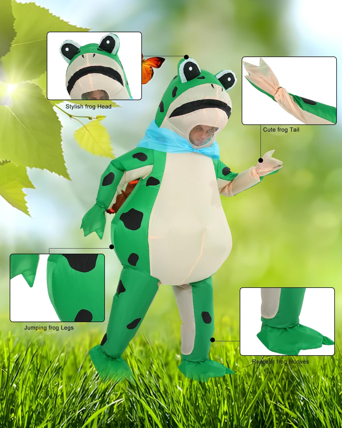 Disfraz de rana inflable para adultos, unisex, verde, talla única, perfecto para carnaval y fiesta temática