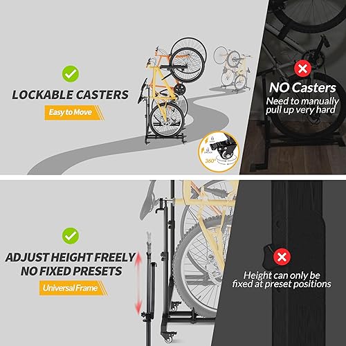 Miniatura 4 de Soportes verticales para bicicleta (paquete de 2), soporte de bicicleta de pie para piso de garaje, soporte vertical para bicicleta de interior con