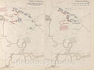 Historic 1962 Wall Map - The West Point Atlas of The Civil War - Peninsular Campaign - Battle of Fair Oaks (Seven Pines),May 31,1862 59in x 44in