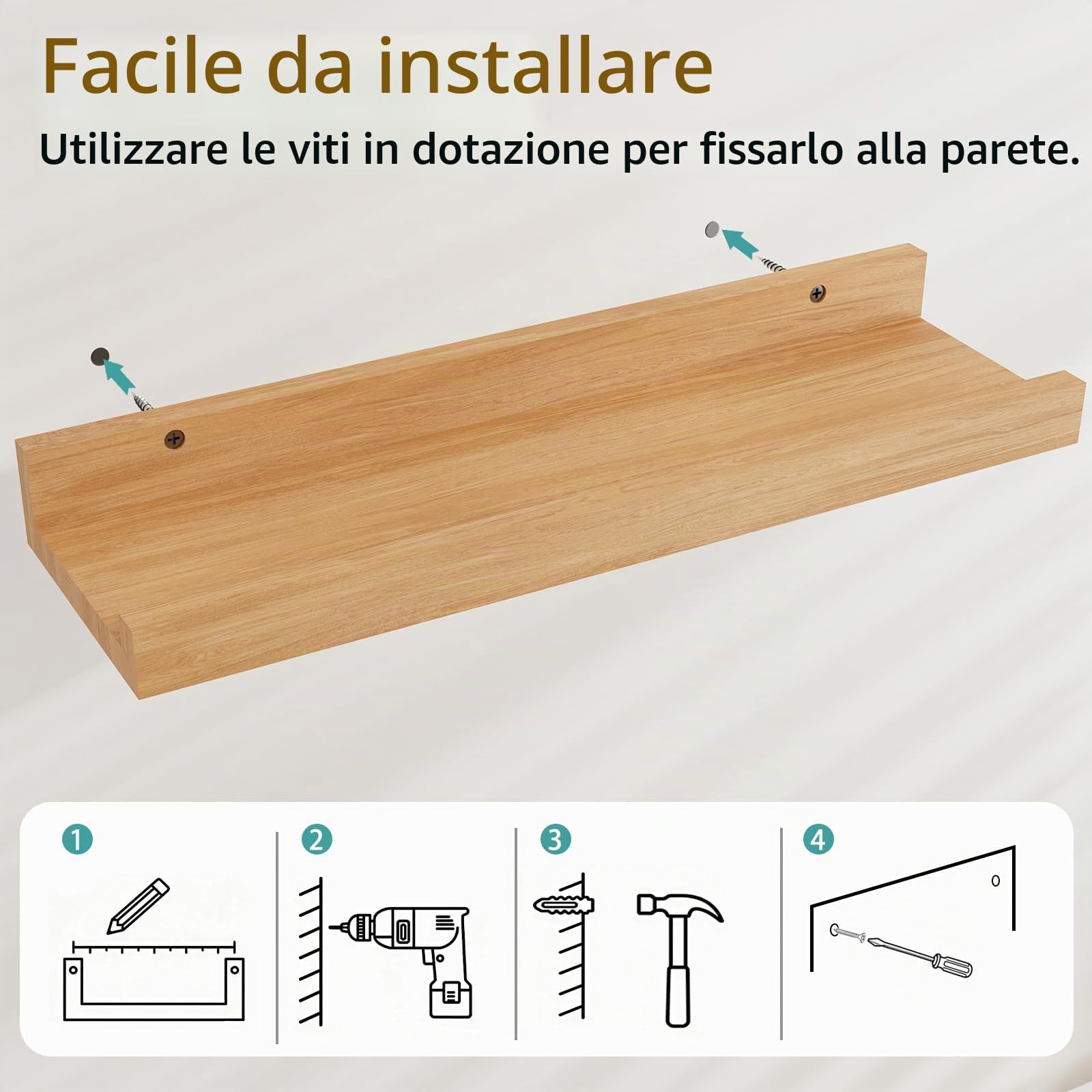 Set di 2 Mensole da Parete, Mensola da Muro, Naturale, 40x12cm | Mensole da Muro,Mensola Galleggiante da Parete,Scaffali in Legno,per Cornici Fotografie, Decorazioni,Cucina,Soggiorno