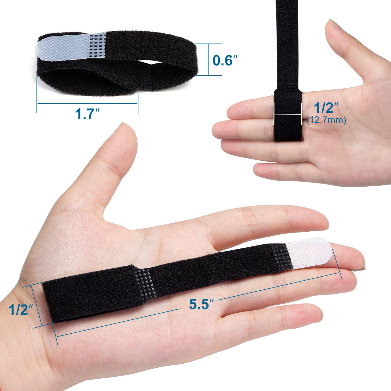 Sumifun Buddy Finger Wraps, Pack of 10 Finger Tapes for Broken, Sprained, Fractured Finger, Finger Straps for Jammed, Swollen, Dislocated Joint (Black) : Health & Household