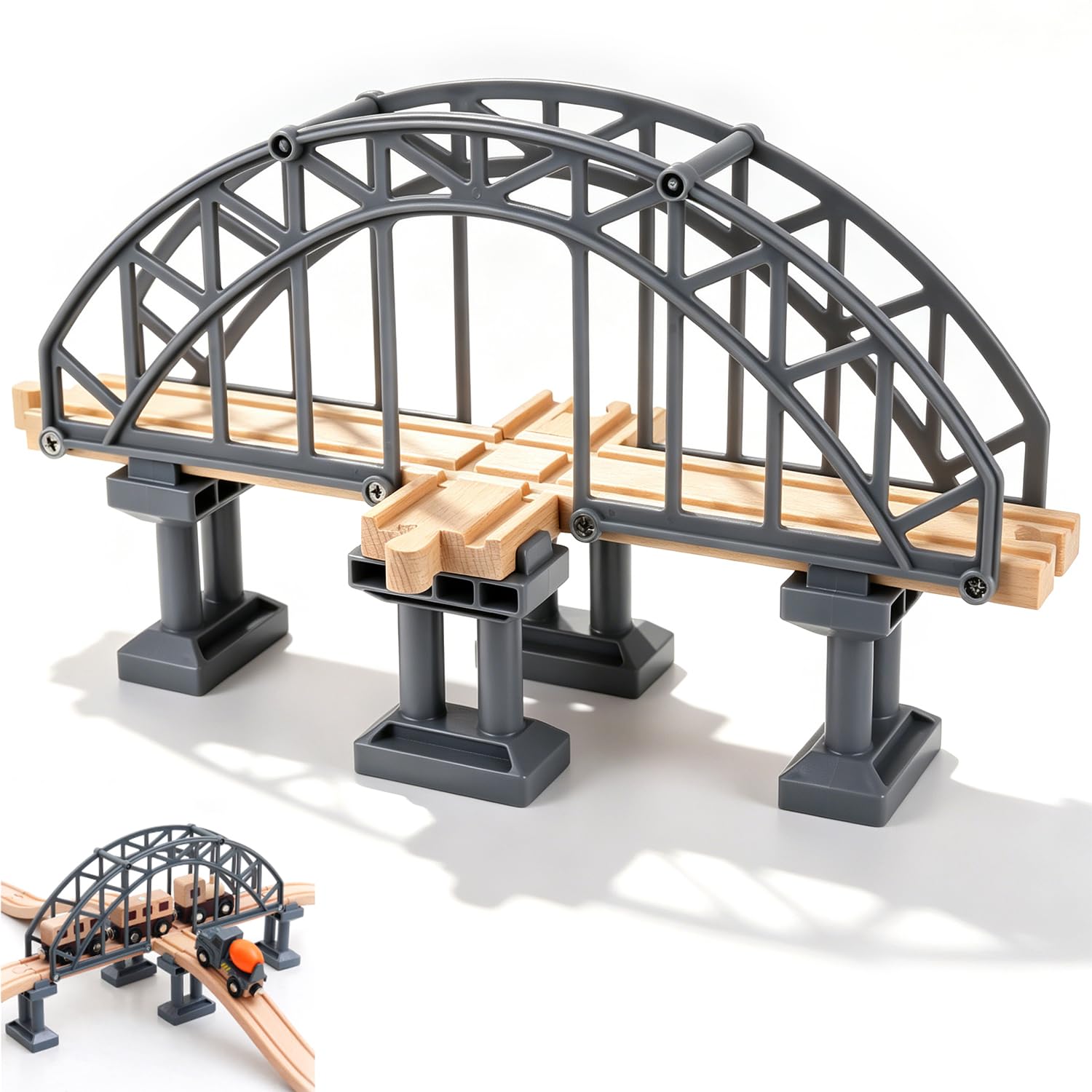 Holzeisenbahn Zubehör, Holzschienen Eisenbahn Brücke | Kreuzen Holz Eisenbahn Brücken, Kompatibel mit Anderen Brücken Holzeisenbahn(Überquerung)