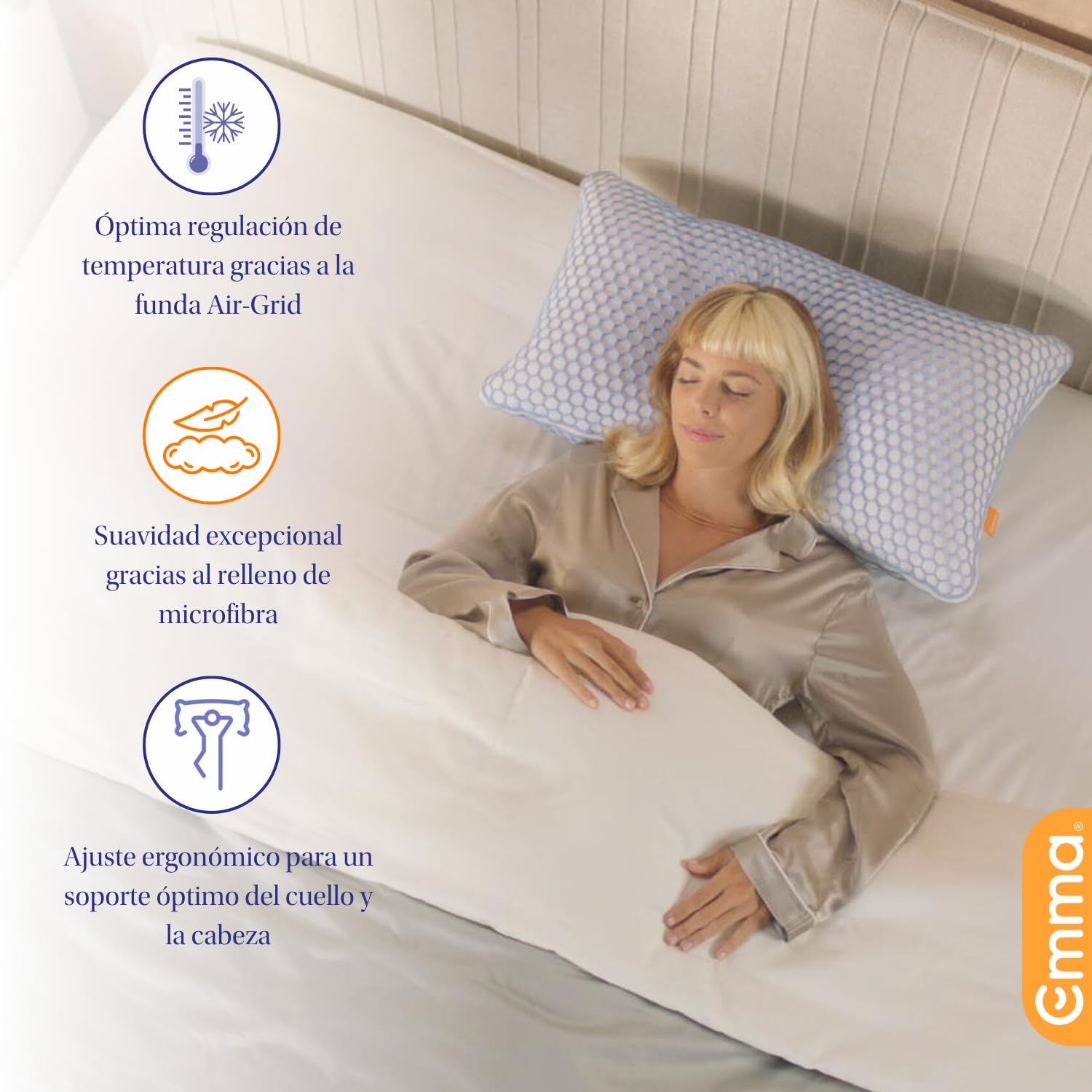 Emma Elite Microfiber Pillow | Gel Honeycomb Layer | Air Grid