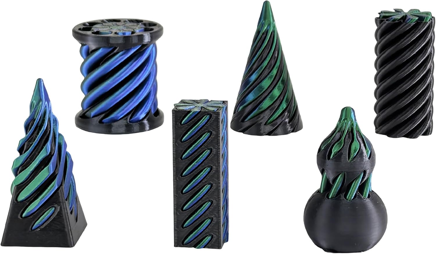 3D Printed Fidget Toys 6 Pack, Spiral Cone Fidget Toys, 3D Printed Fidgets Impossible Pyramid Passthrough, Anxiety Relief Toys, Desk Decor, Fidgets for Kids & Adults (Black)