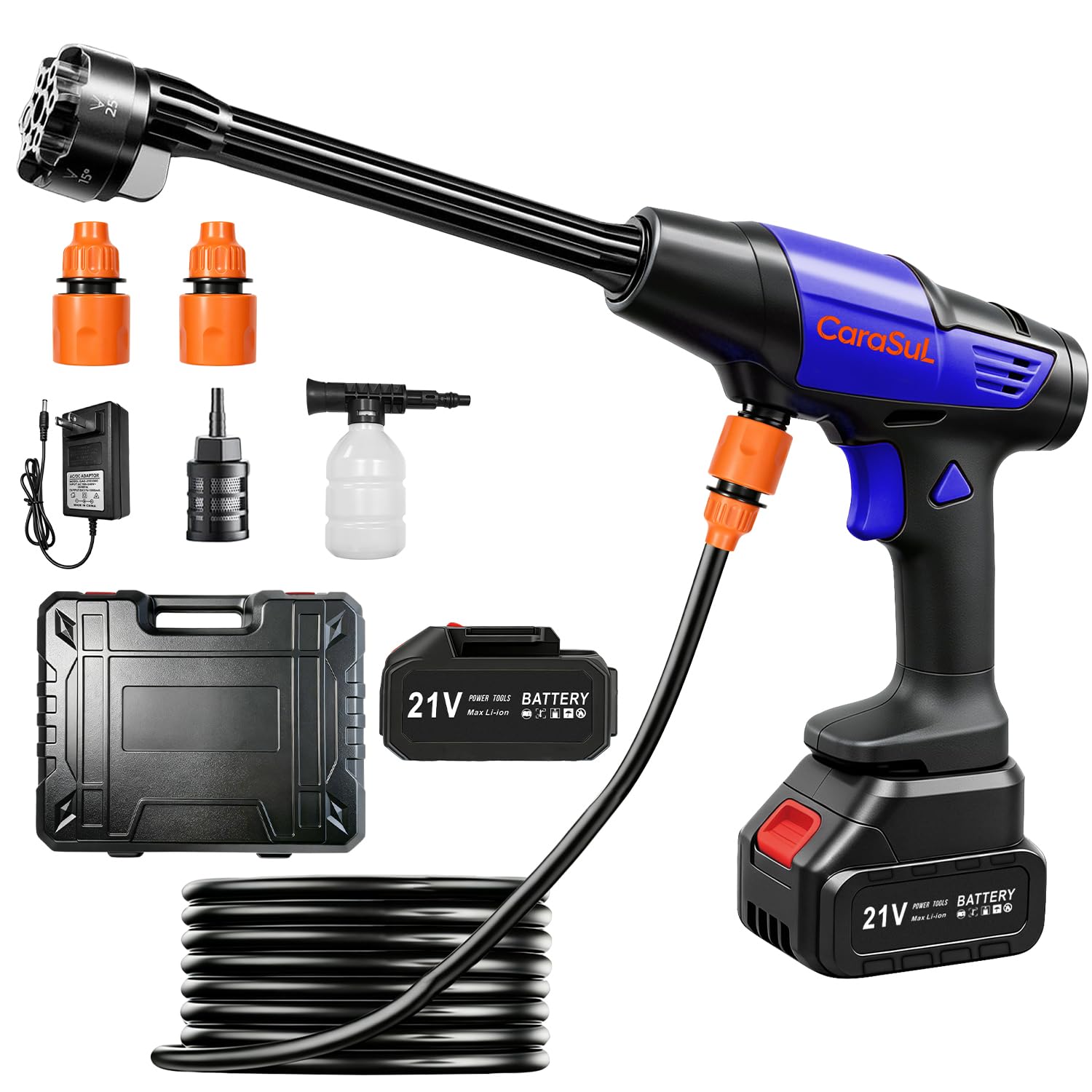 Cordless Pressure Car Washer, 850 PSI Max Power Washer with 21V 4.0Ah Large Capacity Battery, Lightweight Handheld Washer with Safety Lock, Storage Case &amp; 6-in-1 Nozzle for Car/Garden/Home/Patio