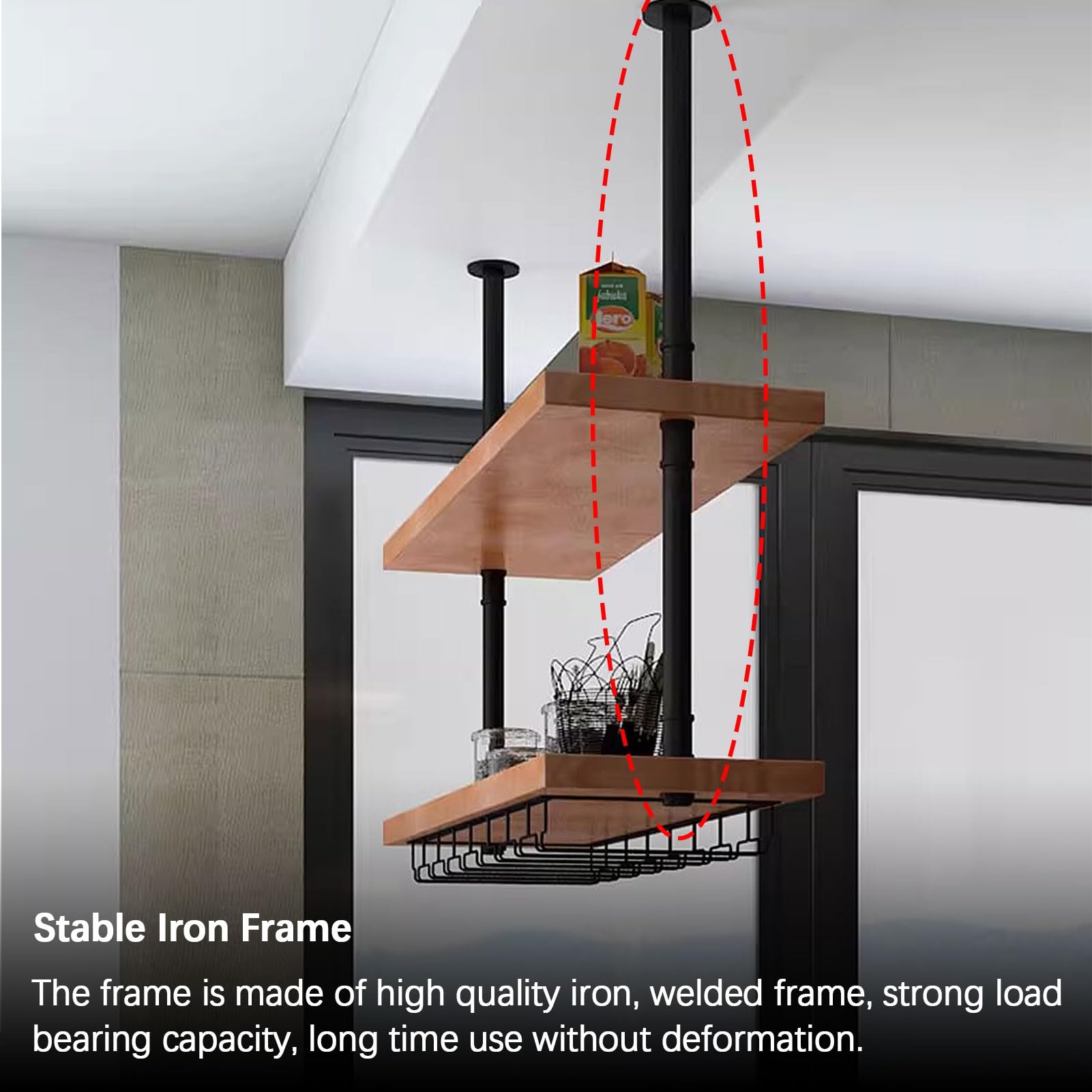 キッチン収納・ラック Round Wooden Ceiling Rack Amazon.com: Drsyffsup Nordic Iron Solid Wood Ceiling Shelf