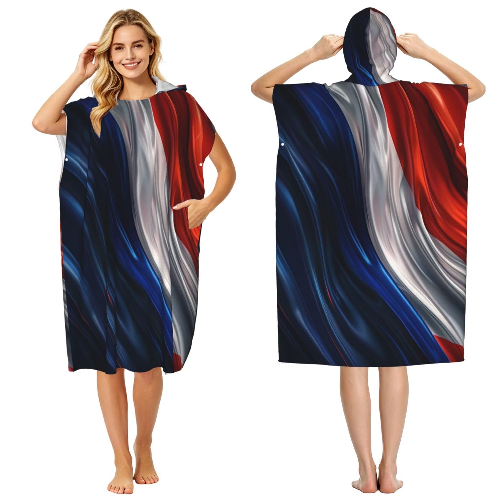 KLGRTJHK Netherlands Flag Adult Hooded Beach Poncho Towel 43"X35"