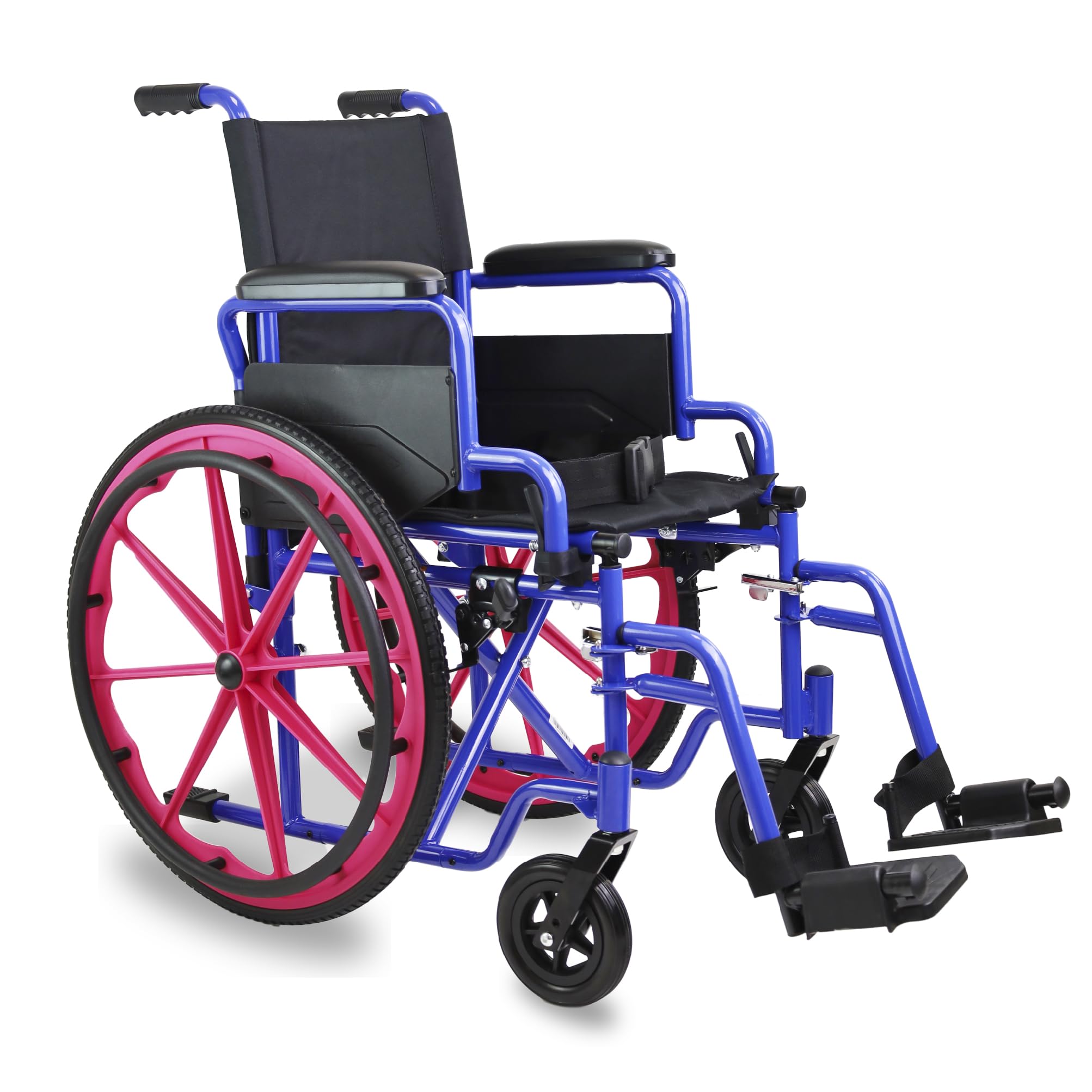 PEPE - Silla de Ruedas Autopropulsable para Niños, Sillas de Ruedas Plegable Ligera Infantil, Silla Ruedas Estrecha para Personas Jovenes, Silla con Ruedas para Minusválidos (Rosa)