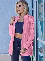 Vista 4 de Herseas Impermeable rompevientos ligero para mujer, impermeable, plegable, para exteriores, con capucha
