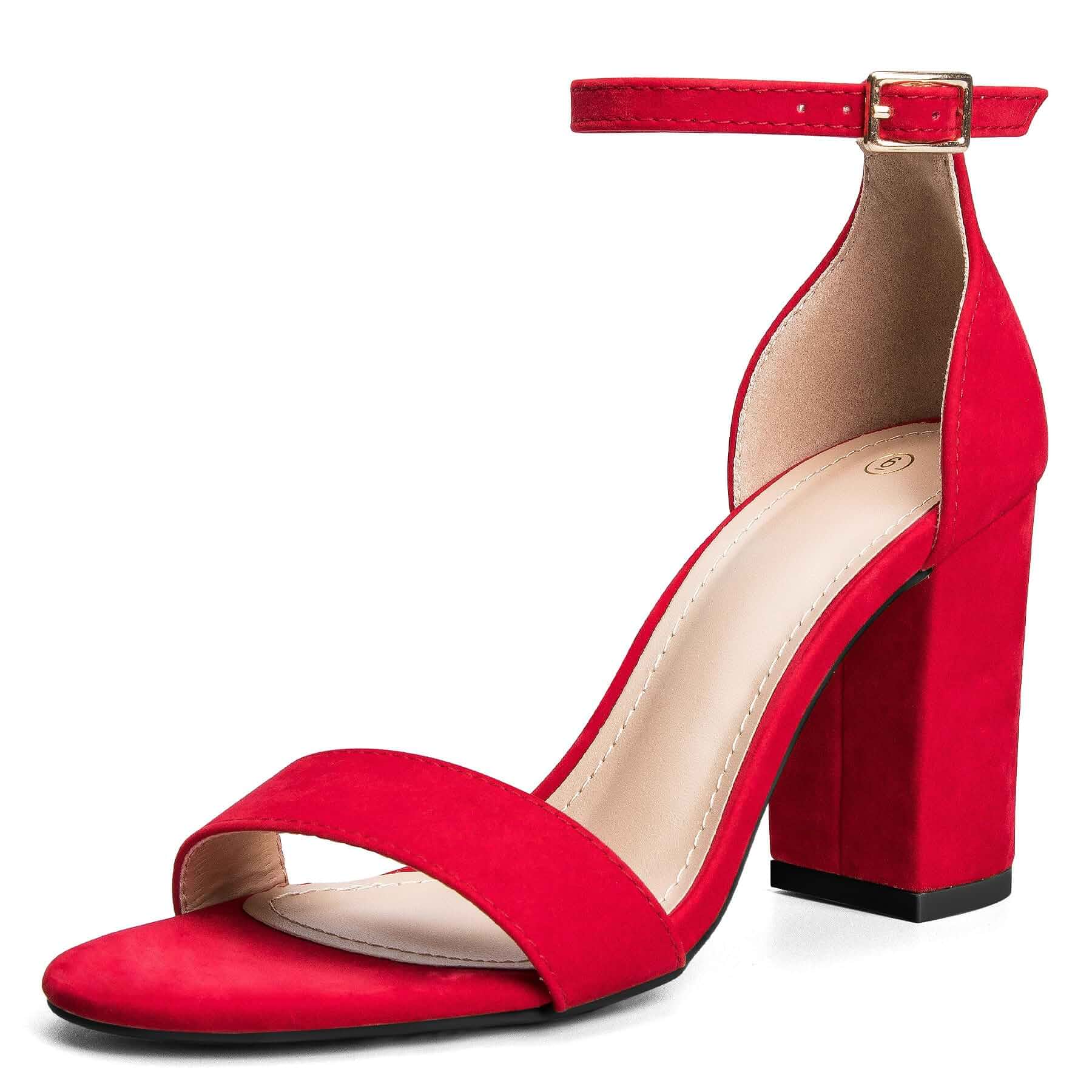 COASIS Women's Chunky Block Heels Open Toe Ankle Strap Heeled Sandals 3.5" High Heel, 3MM Latex Midsole, Non-Slip Rubber Sole, Comfortable Walking, Wedding, Work & Party Wear