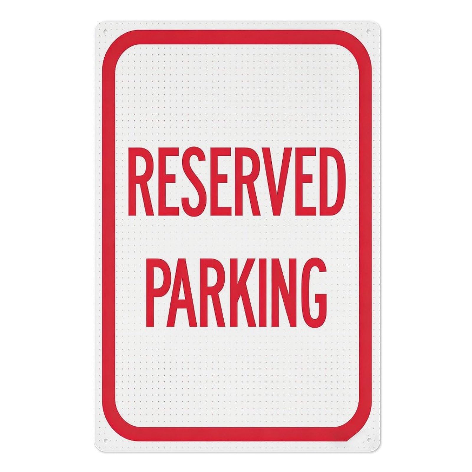 peiyeety Reserved Parking Zone – 8x12 Inch Metal Tin Sign, Bold Red on White Wall Decor, Clear Border Plaque, Durable Outdoor Metal Wall Art for Driveway or Garage