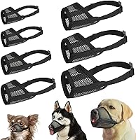 LUCKYPAW 7PCS Dog Muzzle Set XXS-XXL - Breathable Mesh Anti-Bite Muzzles for Small Medium Large Dogs, Grooming Training Vet Visits
