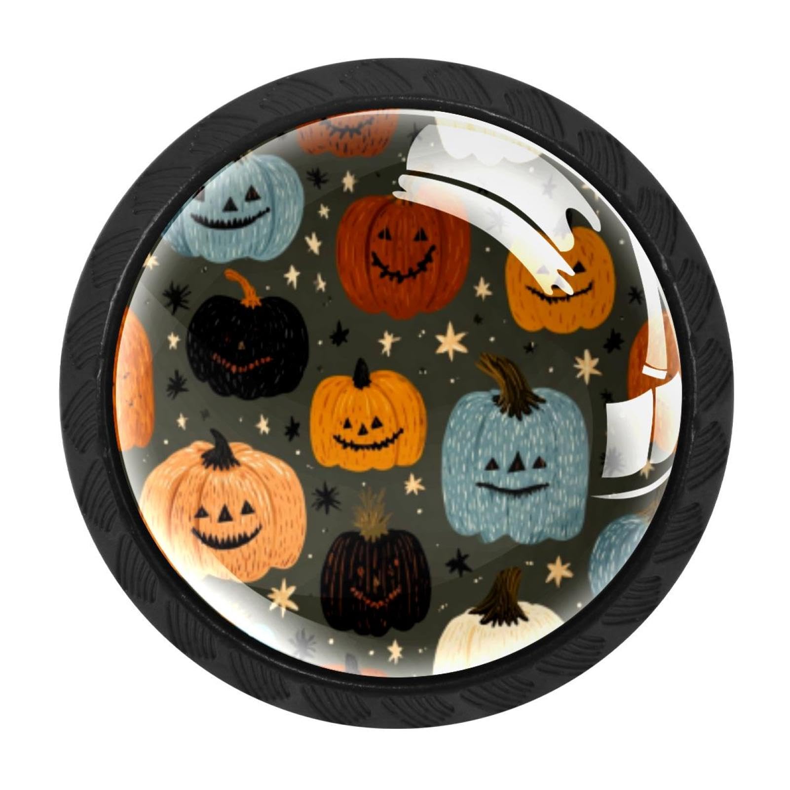 CHENZZZZ 4 Pack Black Halloween Pumpkins Pattern (1) Cabinet Pulls Kitchen Cabinet Handles Ideal for Cabinet,Drawer,Cupboard and Wardrobe
