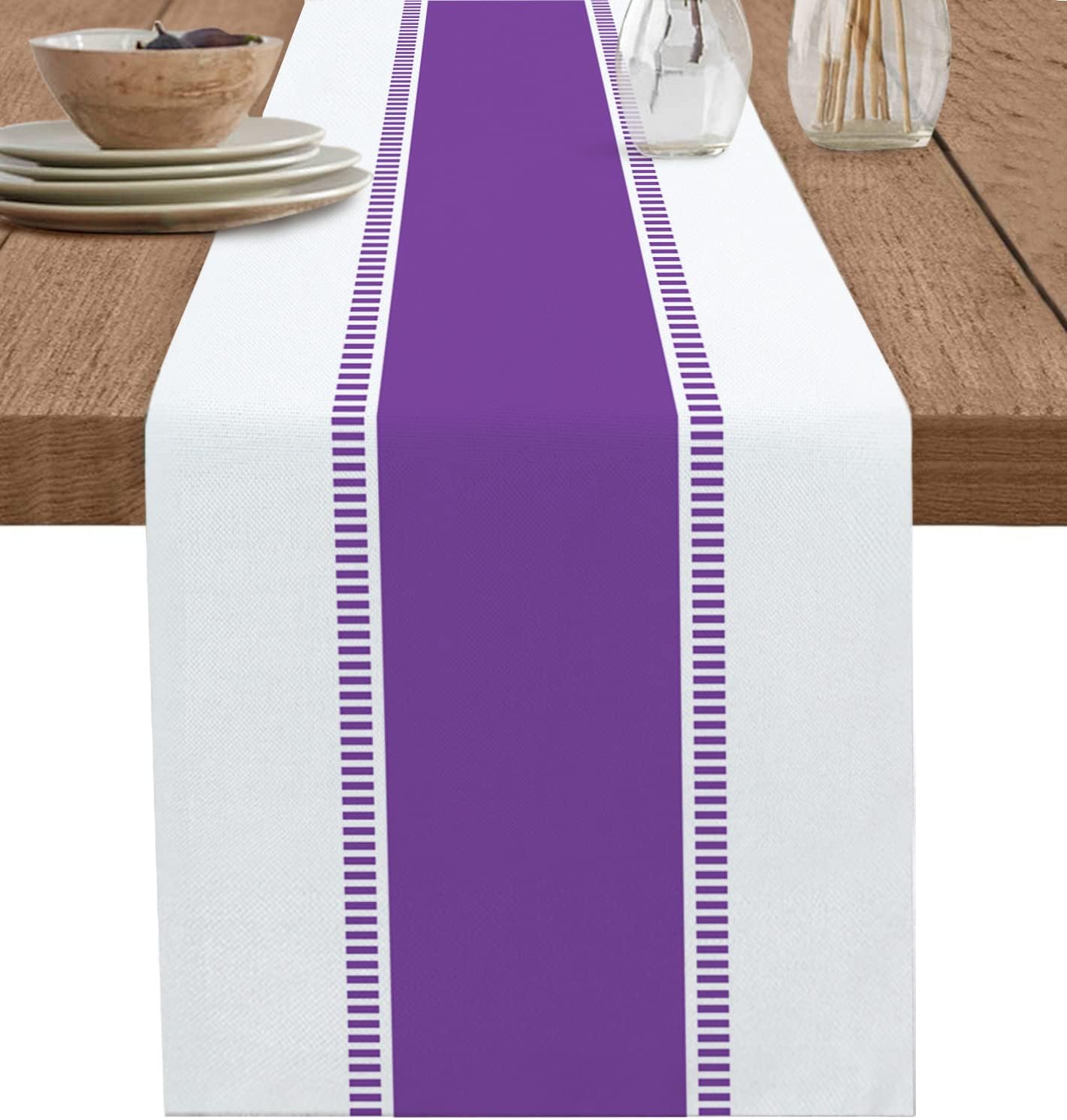 Amazon.com: Purple Table Runners 108 inches Long, Modern Stripes Table ...