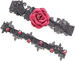 2 Packs Wedding Garters for Bride,Lace Bridal Garter,Women's Rose Garter Belt Wedding Garter Bridal Accessories Leg Garter