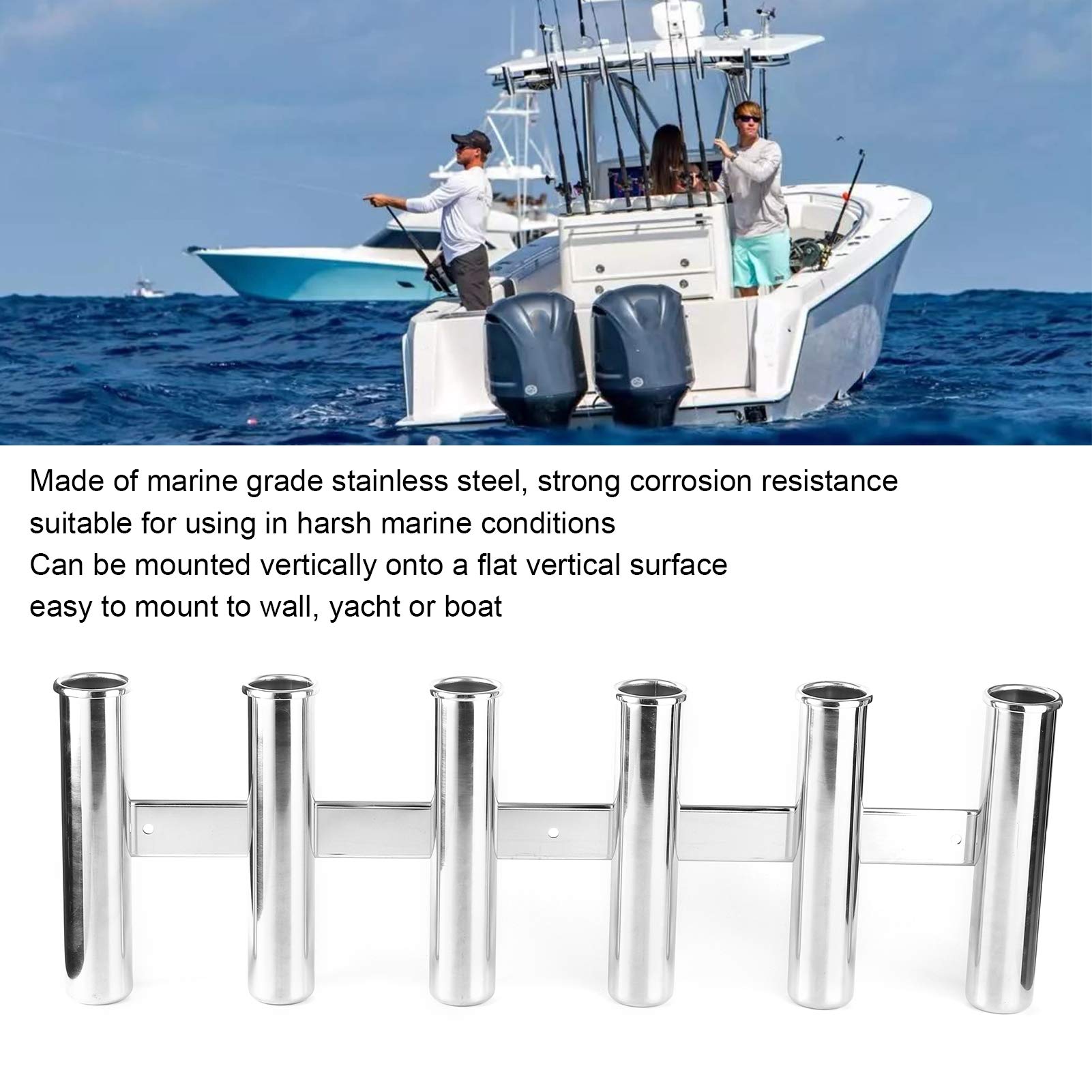 Staffa per Canna da Pesca Portacanna da 6 Tubi Portacanna da Pesca Nave a Vapore Robusta e Durevole per Barca