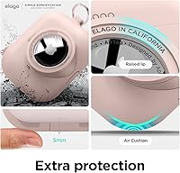 Vista 6 de elago Funda instantánea compatible con Apple AirPods Pro, compatible con AirTag [rosa arena], bonito diseño clásico de cámara, funda localizadora