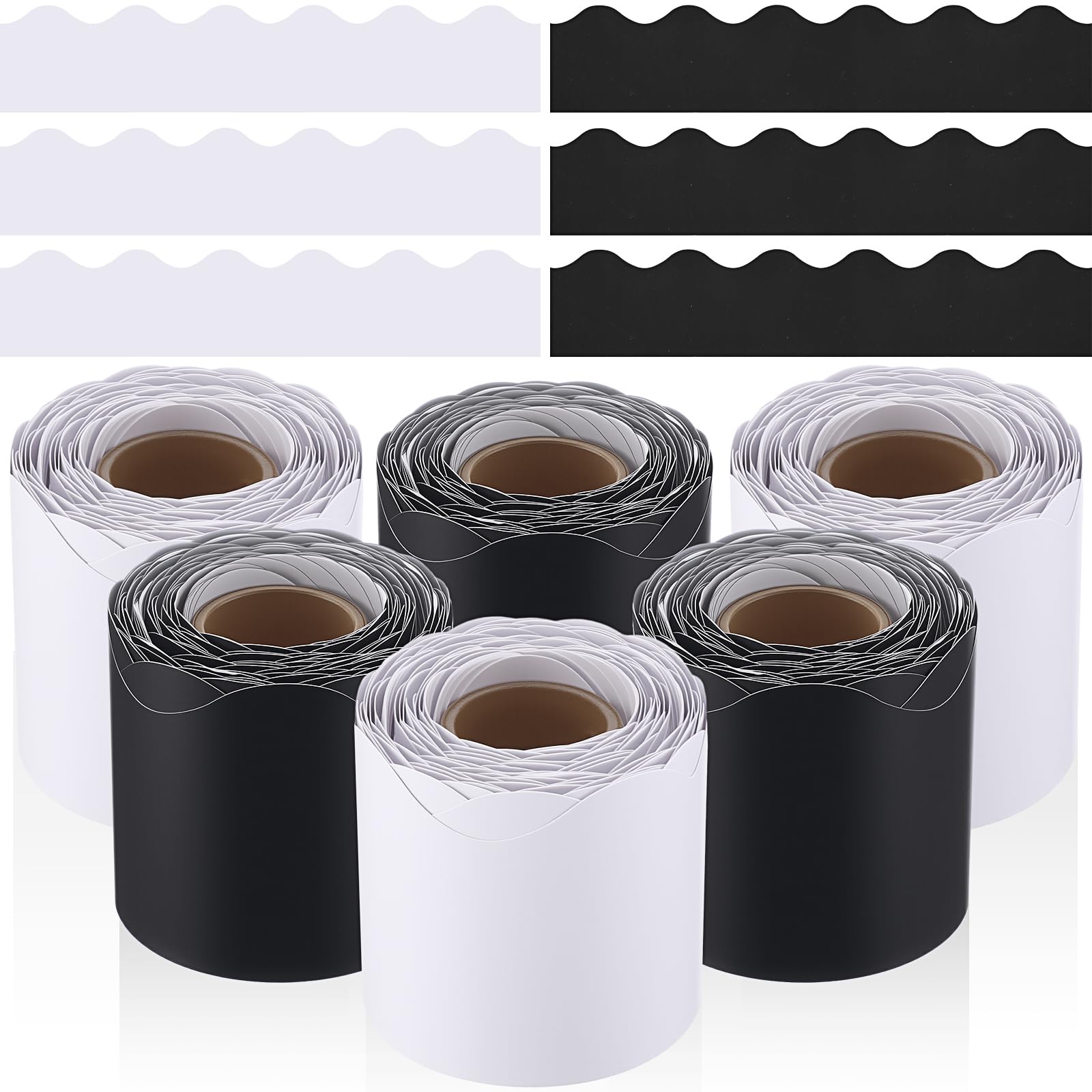 TaoBary 6 Rolls 196.8 ft Spring Classroom Bulletin Board Borders 2.25 Inches Scalloped Trim Bulletin Board Decorations for School Whiteboard