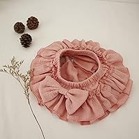 Vista 4 de Faldas de algodón para bebé recién nacida con pantalones cortos integrados para niños pequeños, cubrepañales con volantes y diadema con lazos