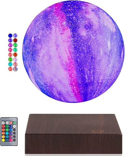 UVEHAS Lámpara de luna de galaxia levitante 16 colores de levitación magnética flotante 3D luz de luna con control remoto giratorio en aire, luces