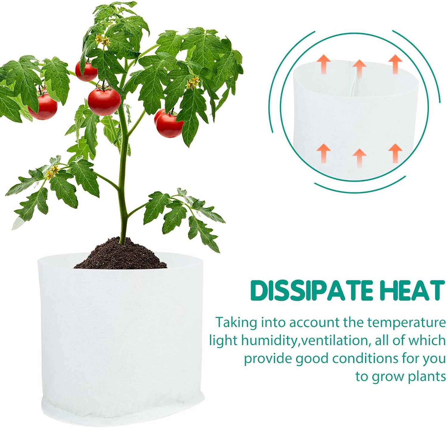 Ciieeo 50pcs Thick White Non-Woven Planting Bags 25x20cm Breathable Plant Grow Pouches for Vegetable and Potato Cultivation in Yard and Garden