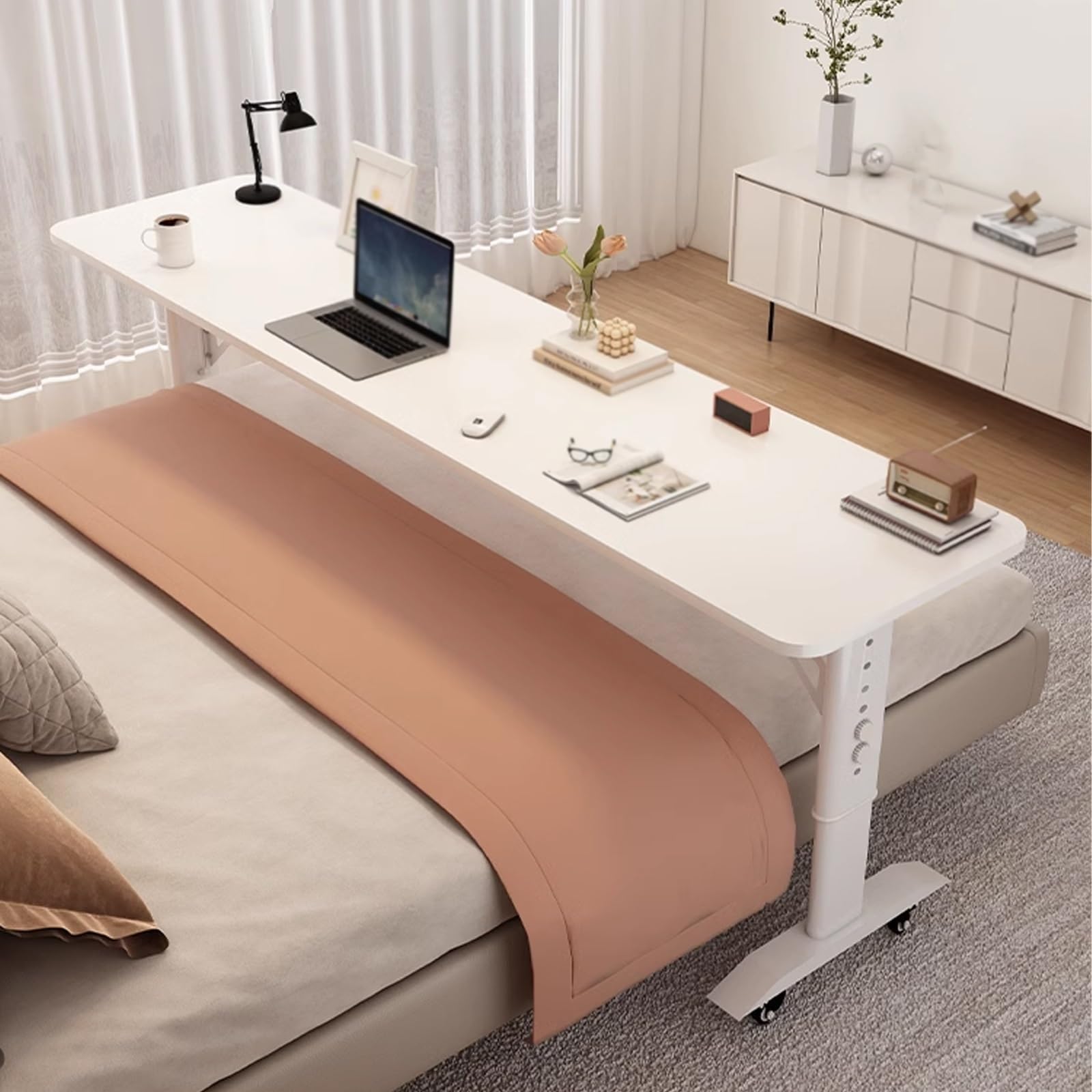 Biurko na laptopa z regulacją wysokości, mobilne biurko komputerowe do domowego biura, 150 x 50 cm, czarny, stylowy i wszechstronny design, dla nastolatków i dorosłych, idealne rozwiązanie do pracy