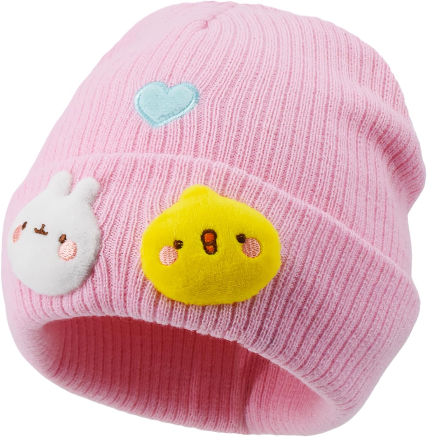 Molang Beanie Hat, Winter Knit Cap with Cuff - Image 3