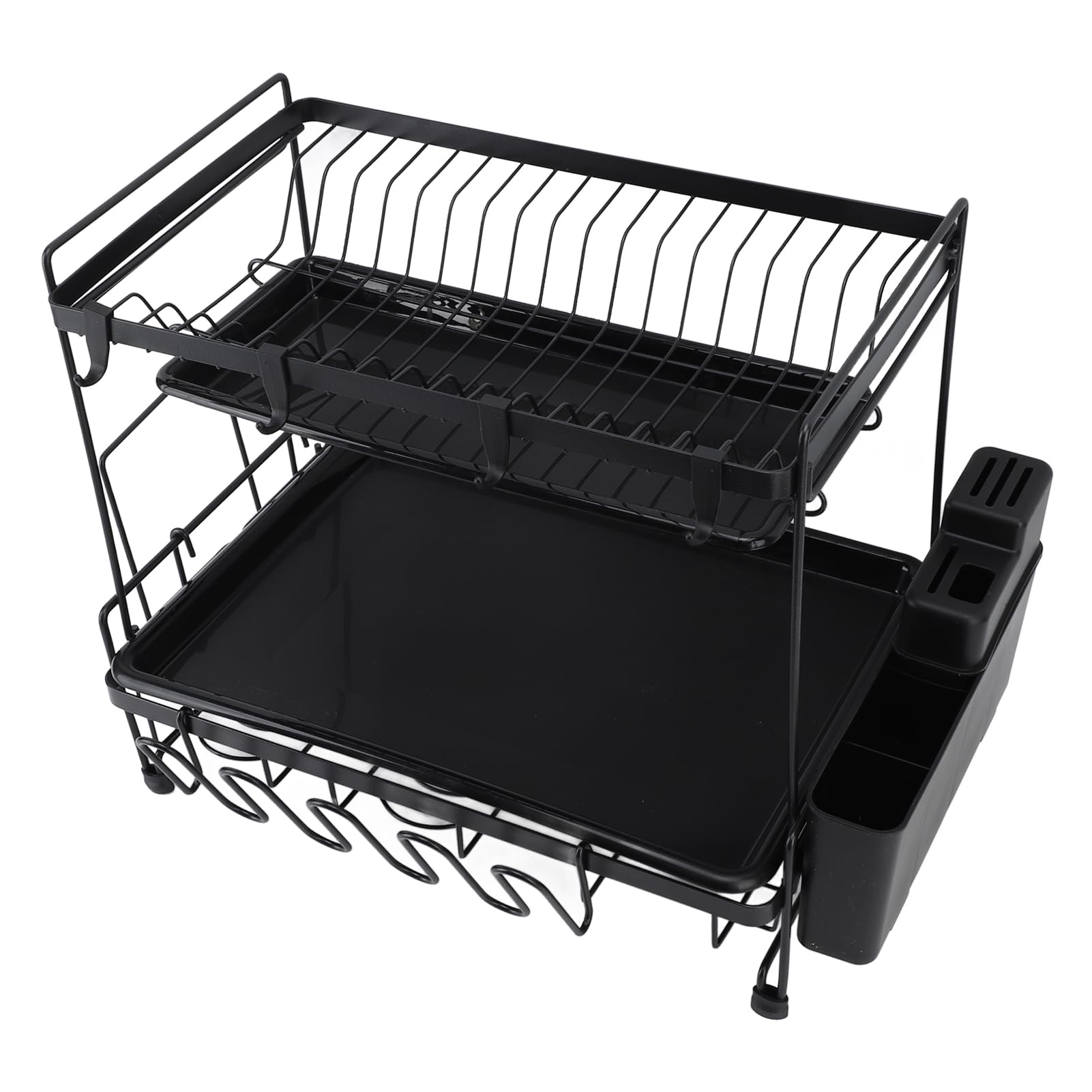 Étagère Pliable à 2 Couches pour Le séchage de la Vaisselle, égouttoir pour la Vaisselle avec Support pour ustensiles, étagère pour la Vaisselle en Fer et en Plastique de Grande ca