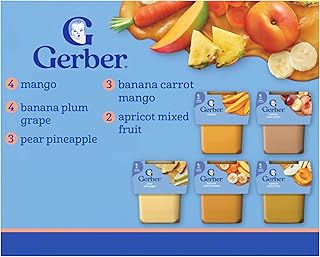 Gerber 2nd Foods Natural for Baby Tropical Adventure Baby Food, Variety Pack, 4 oz Tubs (32 Pack)