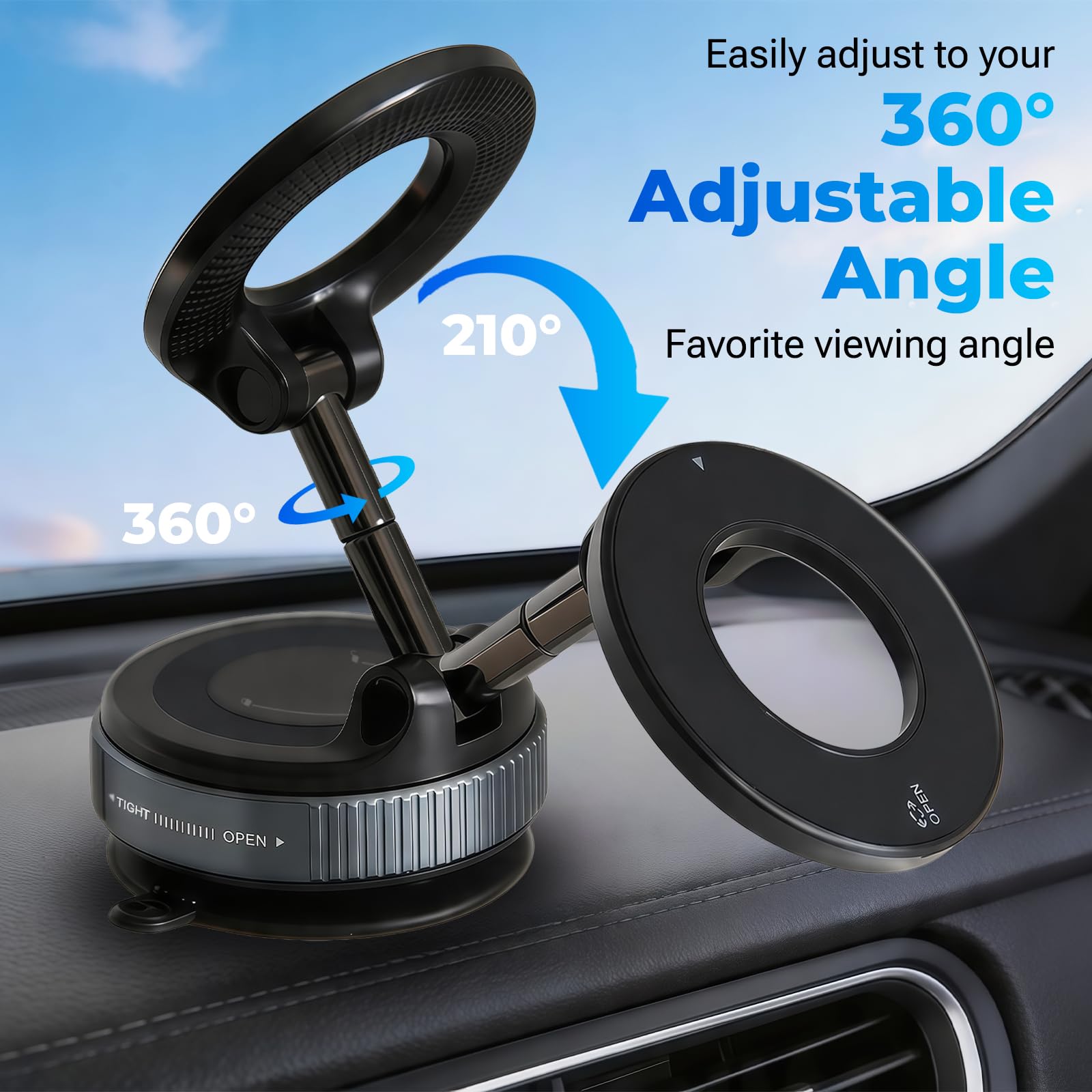 Supporto magnetico per telefono da auto per Magsafe 39,9 kg, ultra ventosa, per cruscotto auto, regolabile a 360°, per la tua auto, compatibile con iPhone 17-12 Pro Max