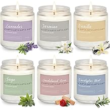 6 Pack Scented Candles Gift Set, Long Lasting Aromatherapy Candles for Home, 37.8 oz 300 Hour Burn, Lavender Jasmine Vanilla Sage Sandalwood Rose Eucalyptus Mint, Gifts for Women