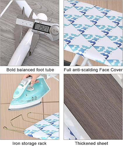 Miniatura 7 de Tabla de planchar plegable, tamaño matrimonial con funda y almohadilla de 4 capas, altura ajustable hasta 36 pulgadas (42 x 12 pulgadas)