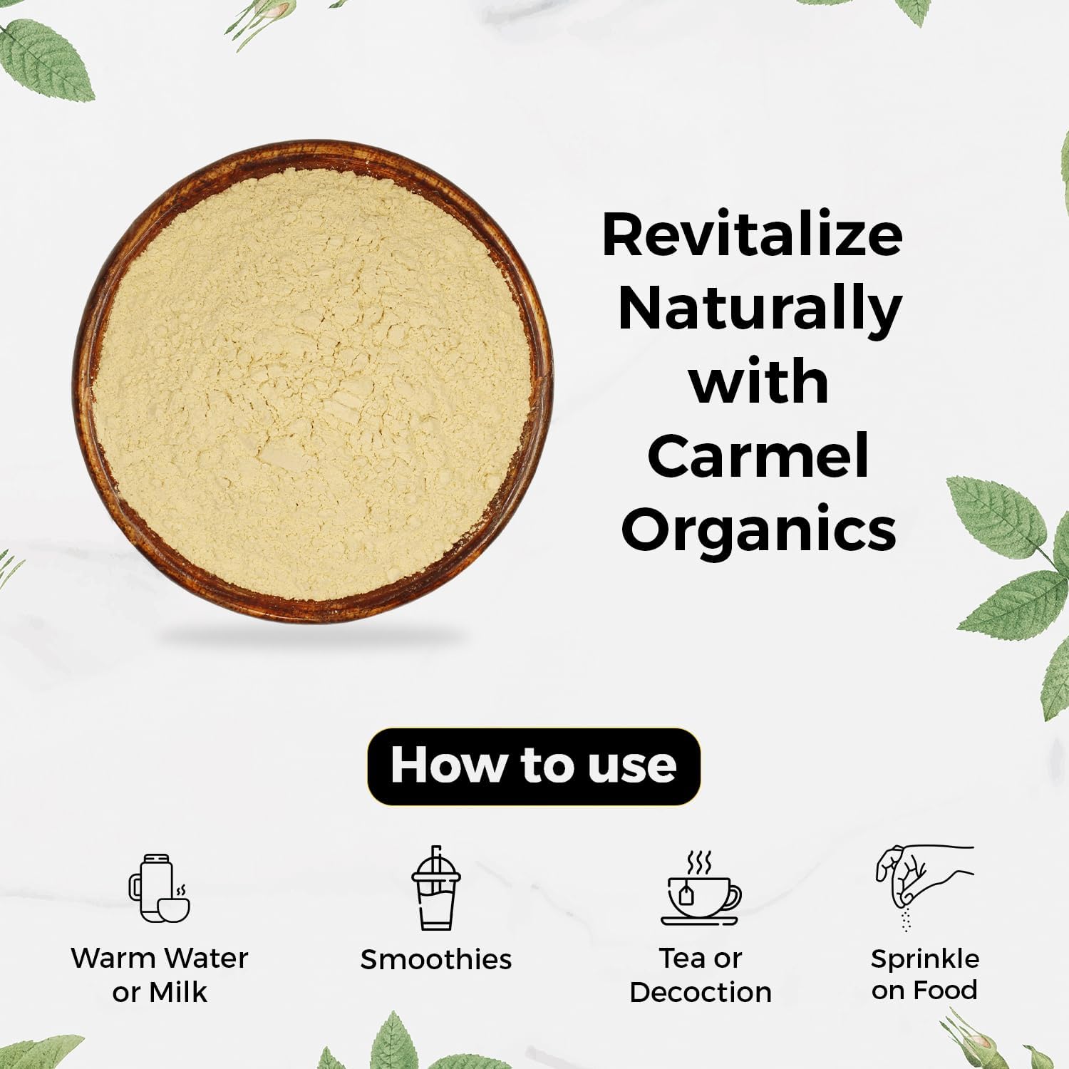 CARMEL ORGANICS Organic Ashwagandha Root Powder (28 Oz or 794g/1.75 Lbs) USDA Certified. Lab Tested, Non GMO & Gluten Free | Withania Somnifera from India