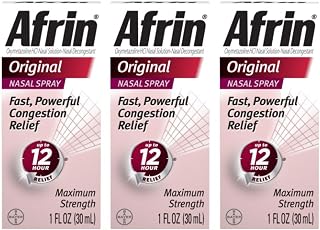 Afrin Original Maximum Strength Nasal Spray, 12-Hour Congestion Relief, 3 x 1oz Bottles – Fast Allergy & Sinus Relief