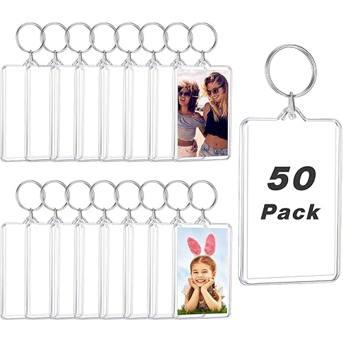 Yaomiao Acrylic Photo Frame Keychain Holder Photo Insert Blank Keyring for DIY Craft
