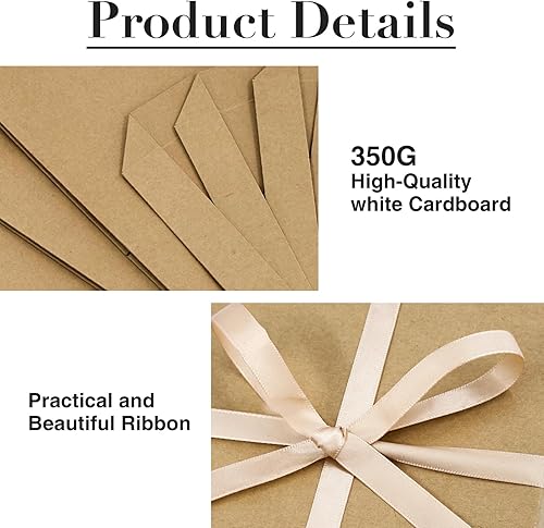 Miniatura 4 de Caja de regalo marrón de 6 pulgadas con tapa y cinta para bodas, vacaciones, graduaciones, cumpleaños y aniversarios, caja de decoración de Navidad