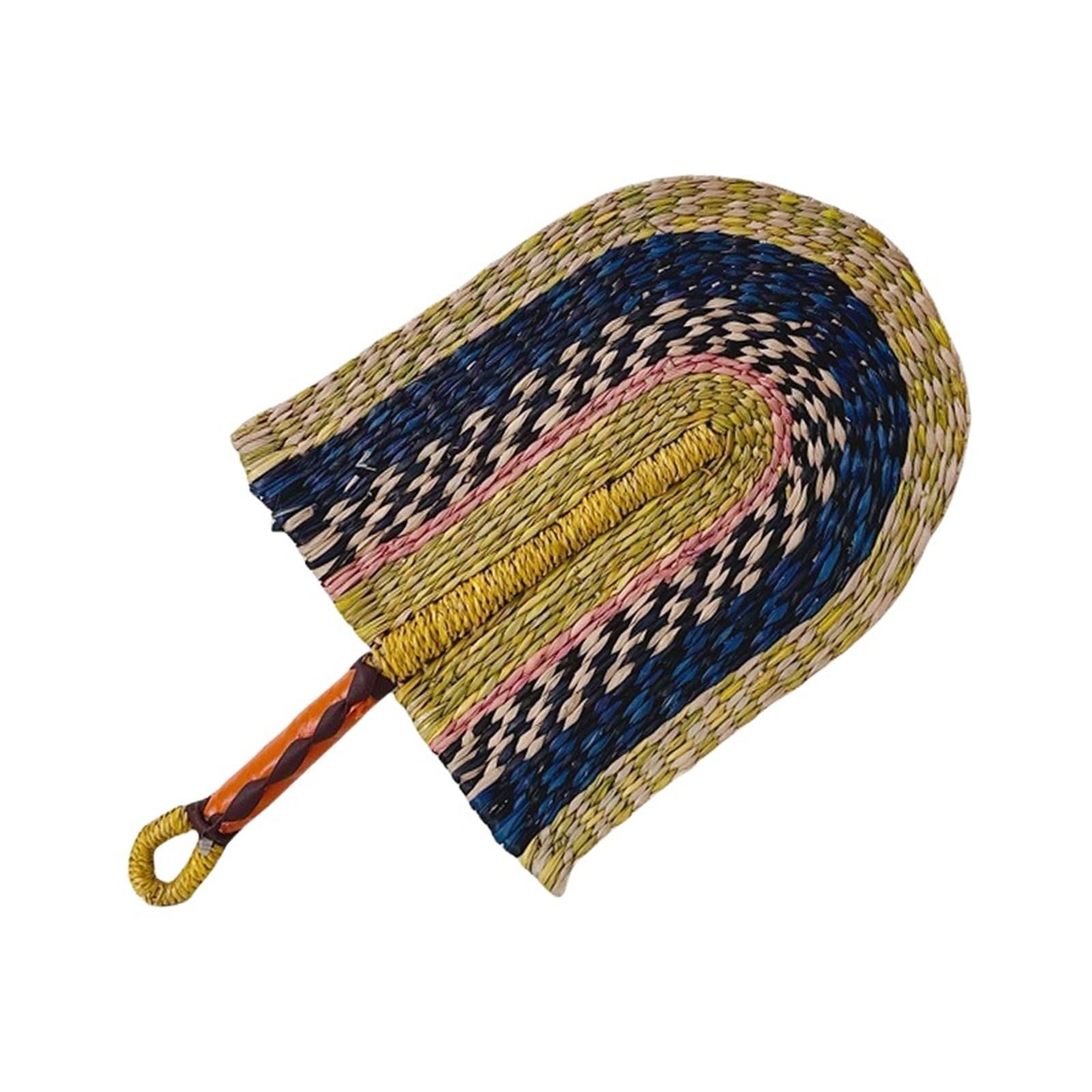 WJLYDM Summer Cooling Cattail Fan Straw Handwoven Grass Home Wall Hanging Decoration Crafts(Color 6)