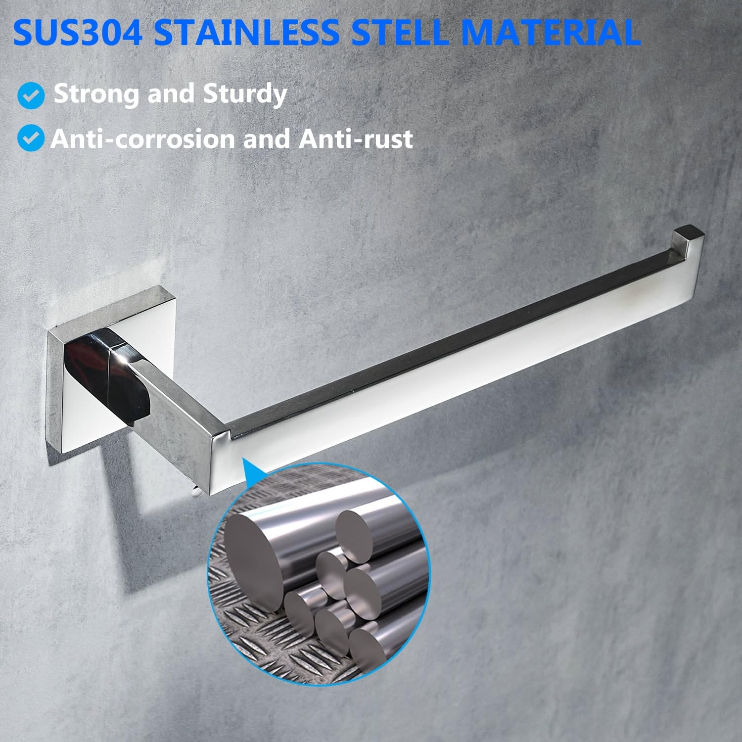 Porte Serviette Mural en INOX Chromé Poli Anneau Porte-Serviette Accessoires Salle de Bain