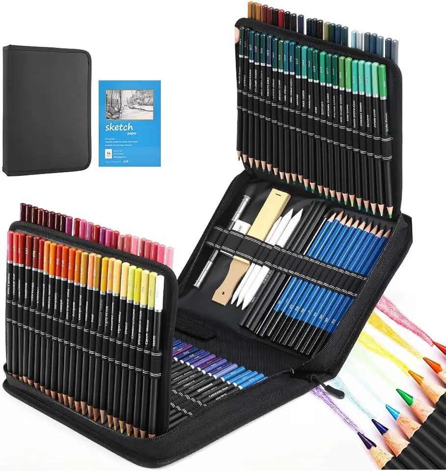 Conjunto de 146 Peças, Lapis de Cor 120 Cores, Kit Desenho, Kit Desenho Profissional, Lapis de Cor Profissional