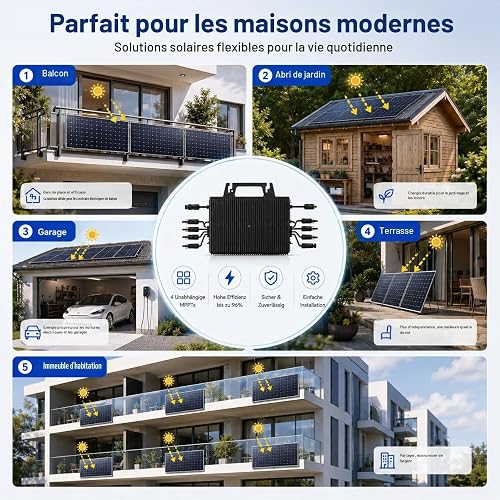 Micro Inverter 2250 W, Solar PV Inverter with WiFi, IP67 Waterproof, with 5 m AC Cable for Balcony Power Plant, Integrated MPPT, App Control, Plug Play - 6