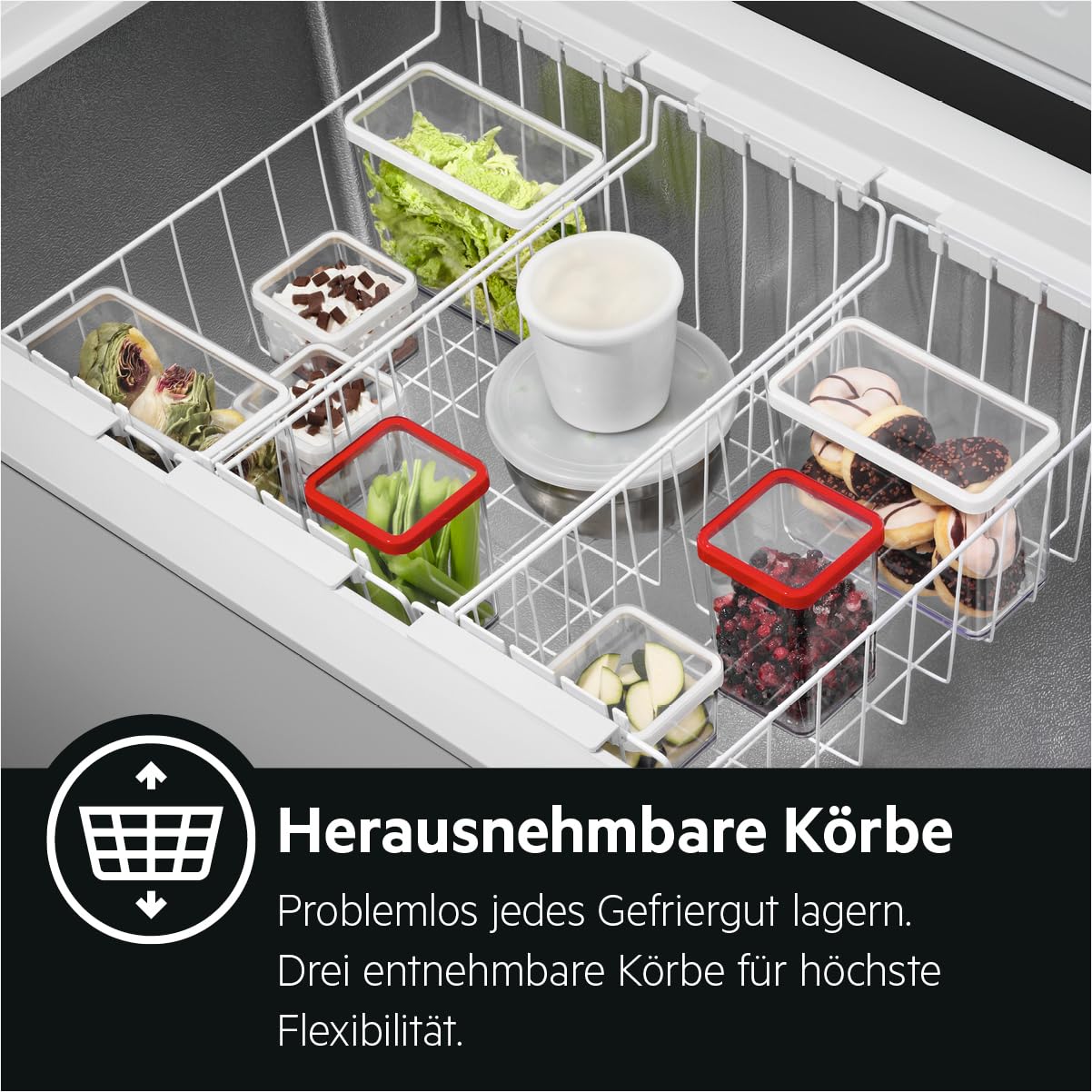 AEG AHB526D1LW Gefriertruhe / 254 L/LowFrost - weniger Eisbildung/Temperaturalarm/Rollen/D