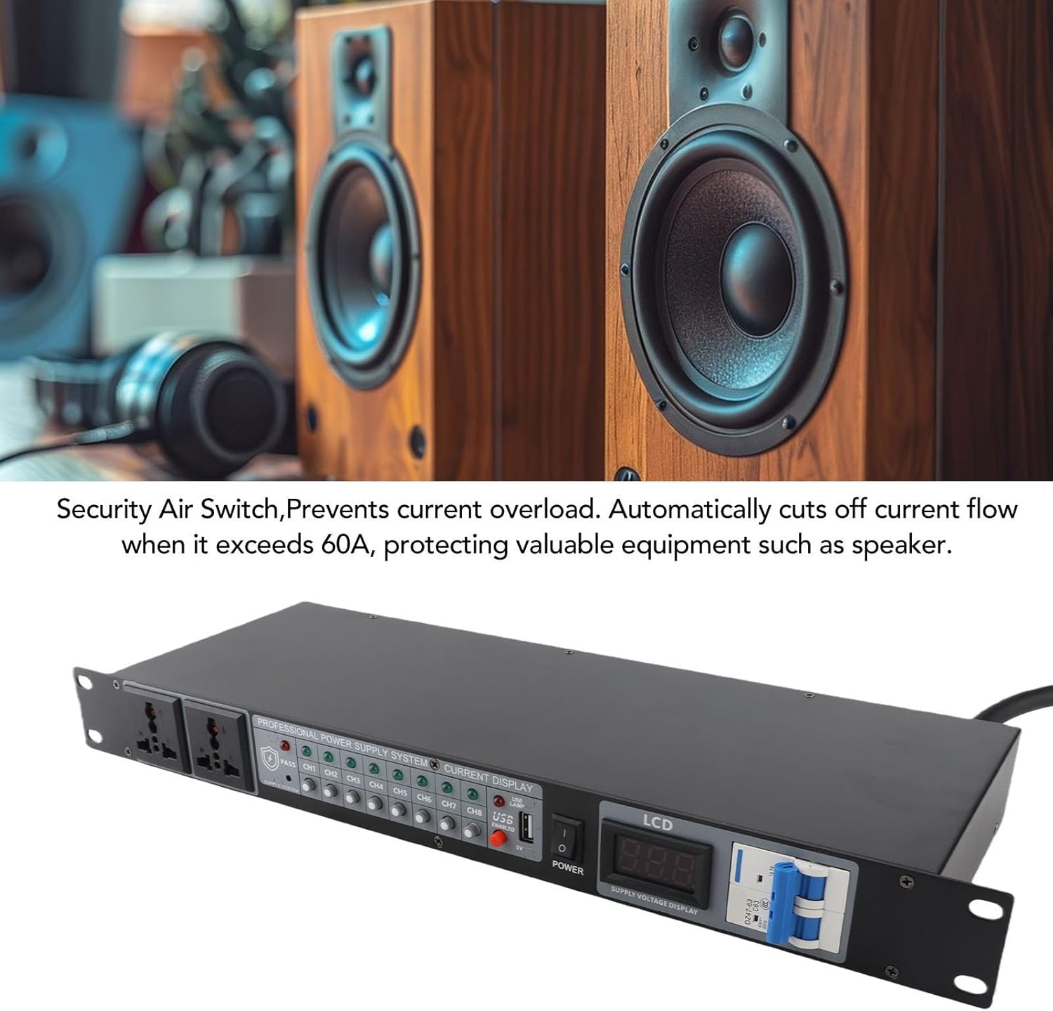 fosa Professional Power Sequencer, 10 Outlet Rack Mount PDU Power Strip Surge Protection with Digital Display and Sequential Power On, 10 Expansoin Ports (US Plug)