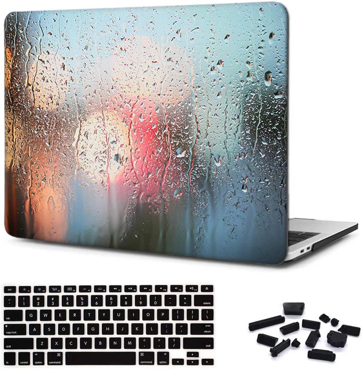 Case Compatible with MacBook Pro 13 inch 2020, Model A2338 M1 A2251 A2289 Pro 13 with Touch Bar Case CIAOYE Rubberized Hard Plastic Protective Case with Keyboard Cover for Pro 13.3 2020,Rain 1