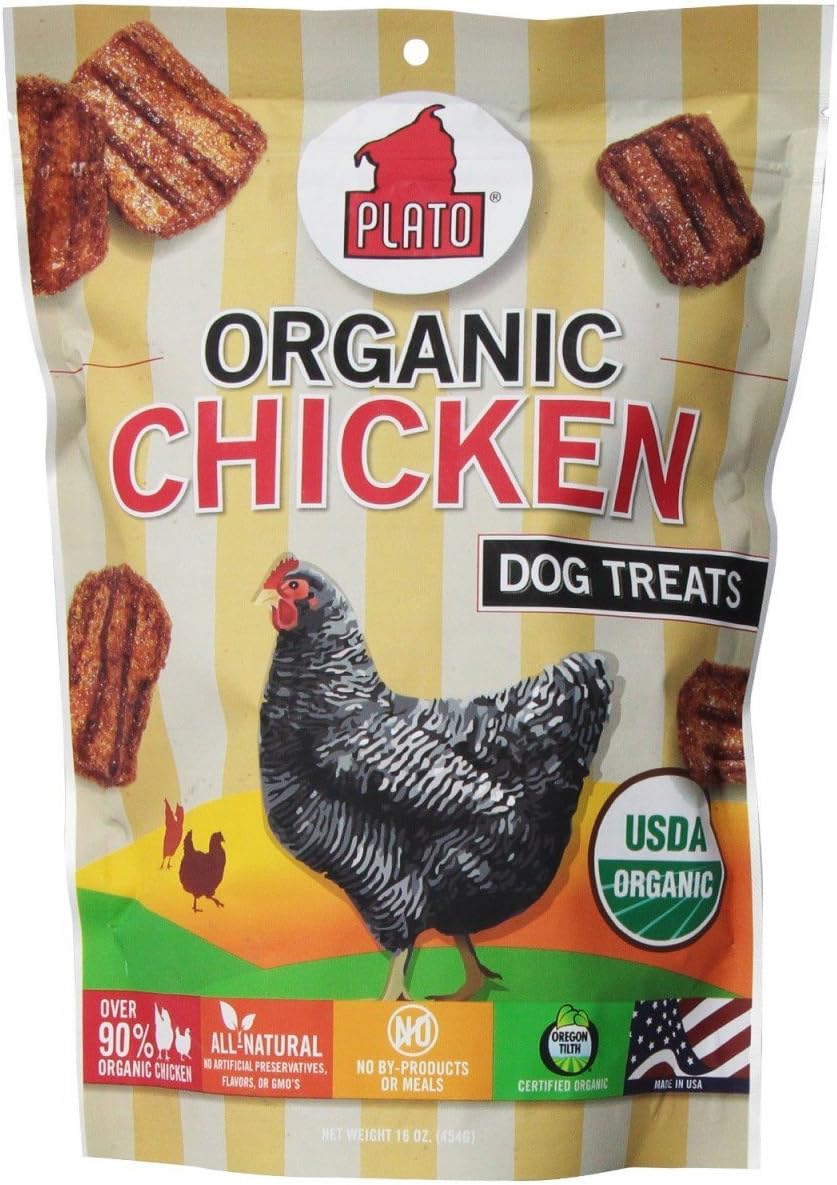 Plato Pet Natural Treats 16oz (Chicken , Pack of 4)
