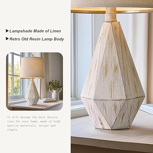 Miniatura 7 de PoKat Lámpara de mesa de granja de 20.25 pulgadas para mesita de noche, lámparas de noche vintage, lámpara pequeña rústica, lámpara de mesa auxiliar