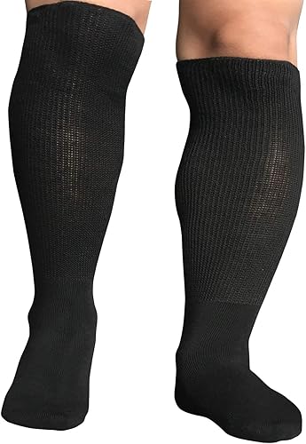 Miniatura 2 de Calcetines diabéticos extra anchos para linfedema, calcetines bariátricos no vinculantes hasta la rodilla para edema hinchado, pies fundidos,
